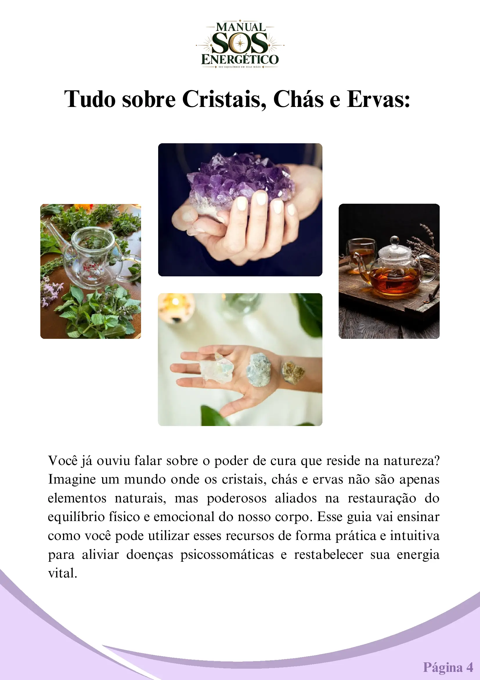 Prévia do Manual SOS Energético — Tudo sobre Cristais, Chás e Ervas