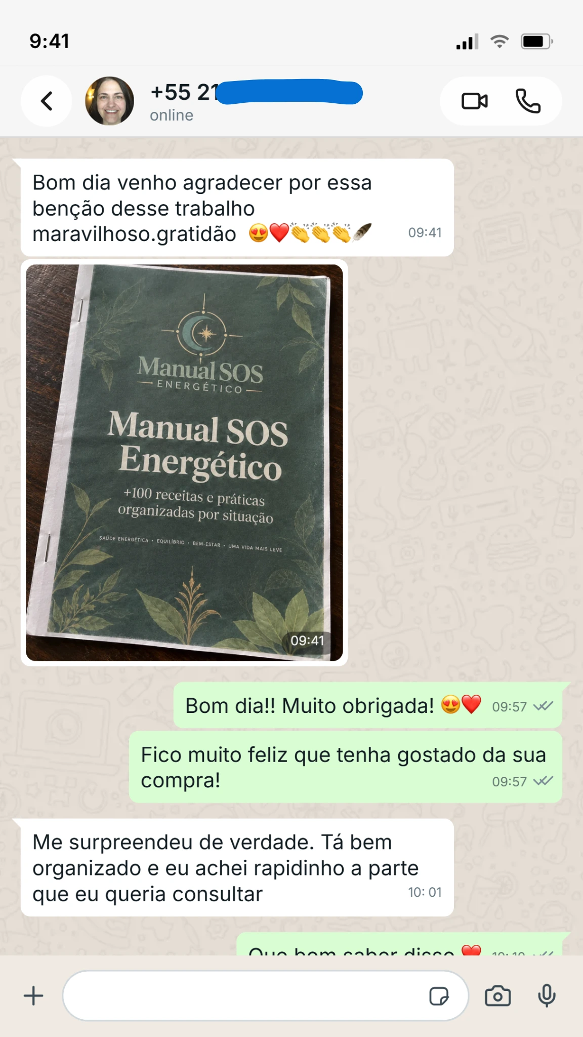 Depoimento real de cliente no WhatsApp 1