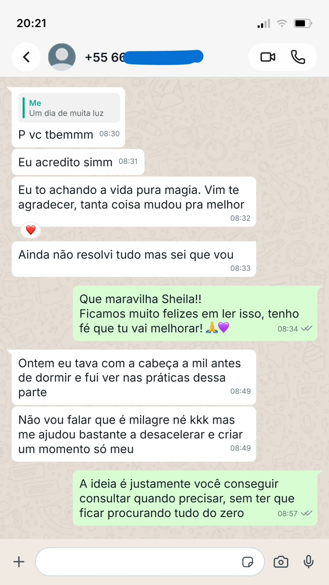 Depoimento real de cliente no WhatsApp 2