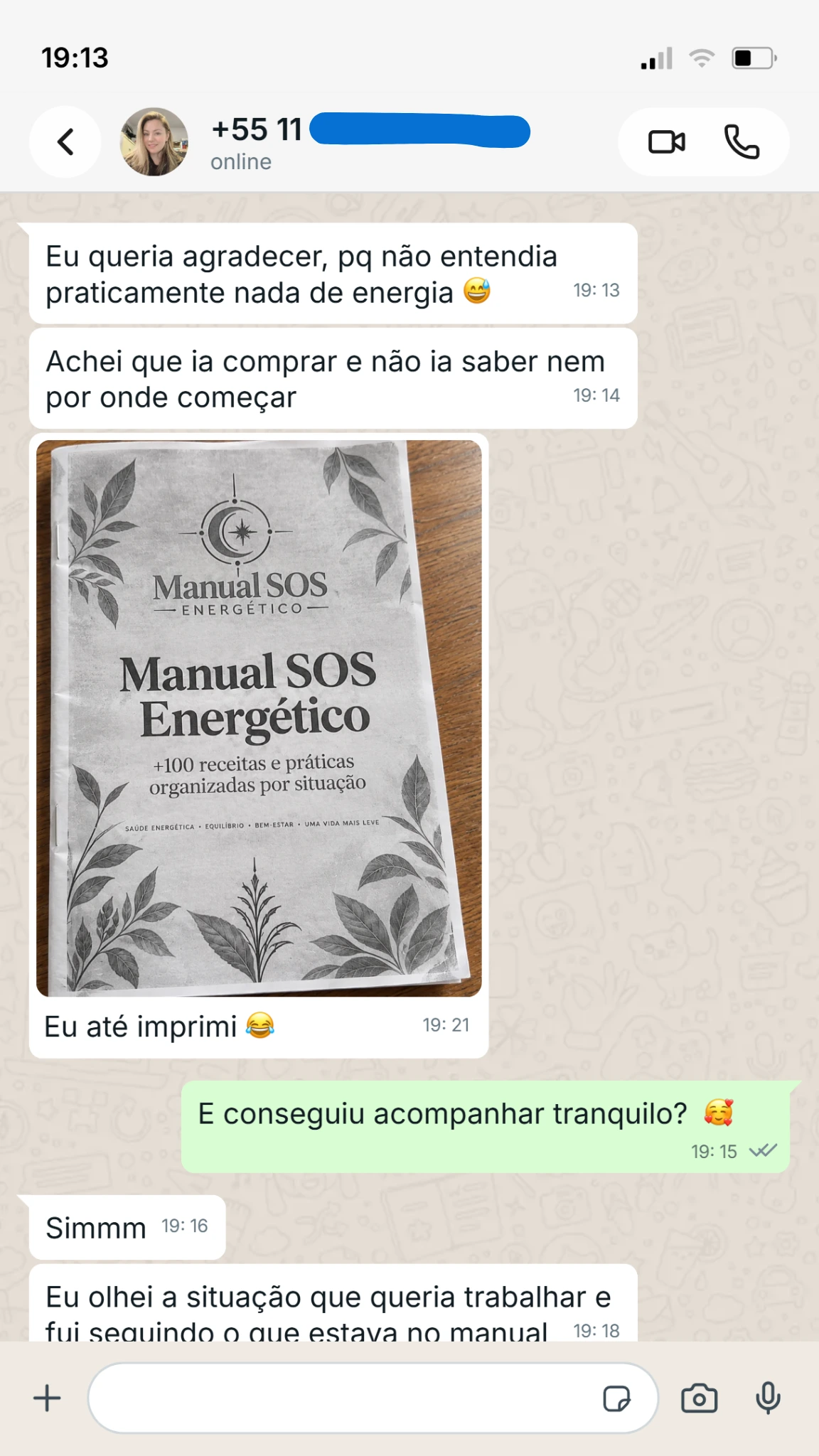 Depoimento real de cliente no WhatsApp 3
