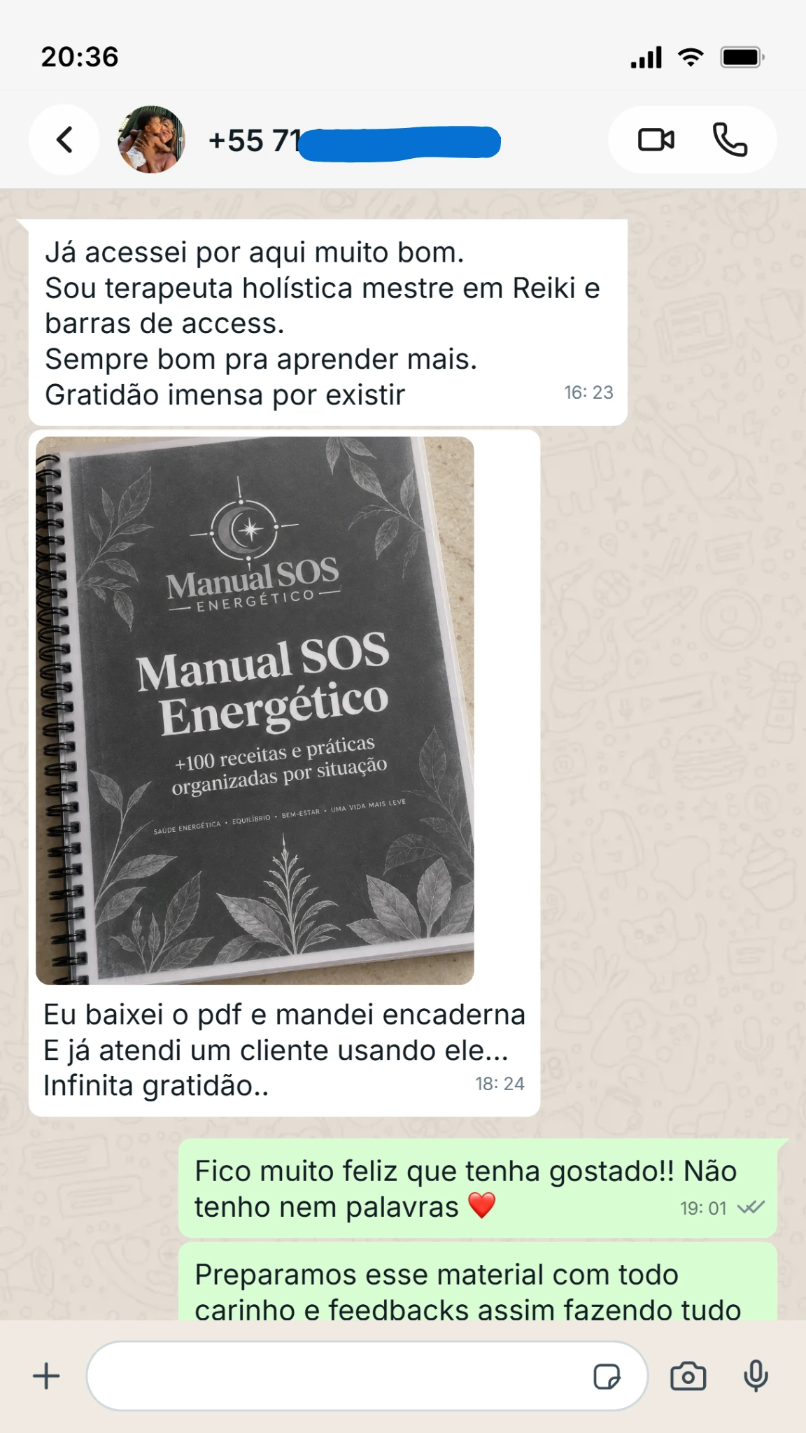 Depoimento real de cliente no WhatsApp 4